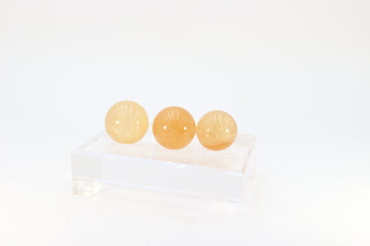 Honey Calcite Sphere Trio